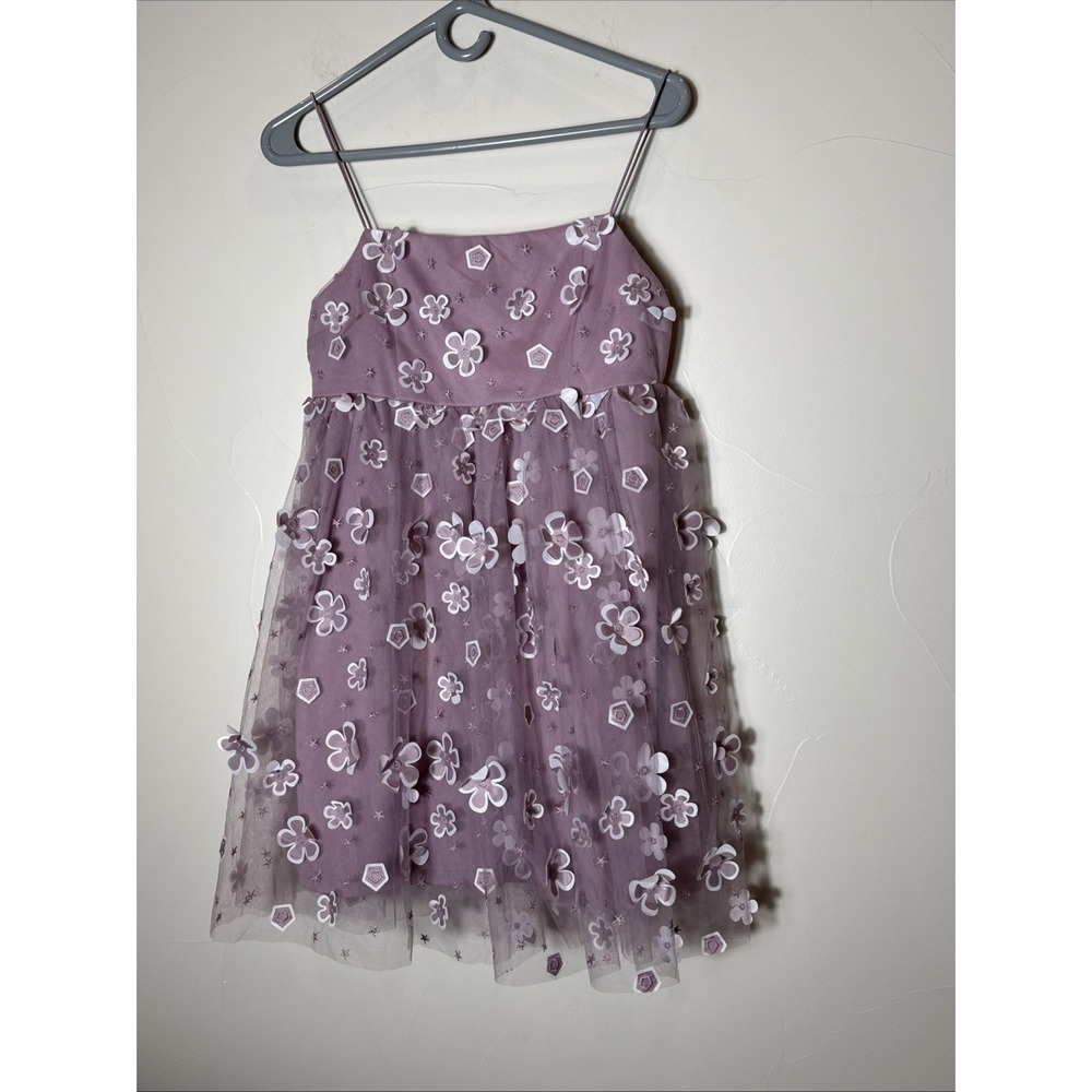 Altar'd State Lavender Floral Appliqué Tulle Dress